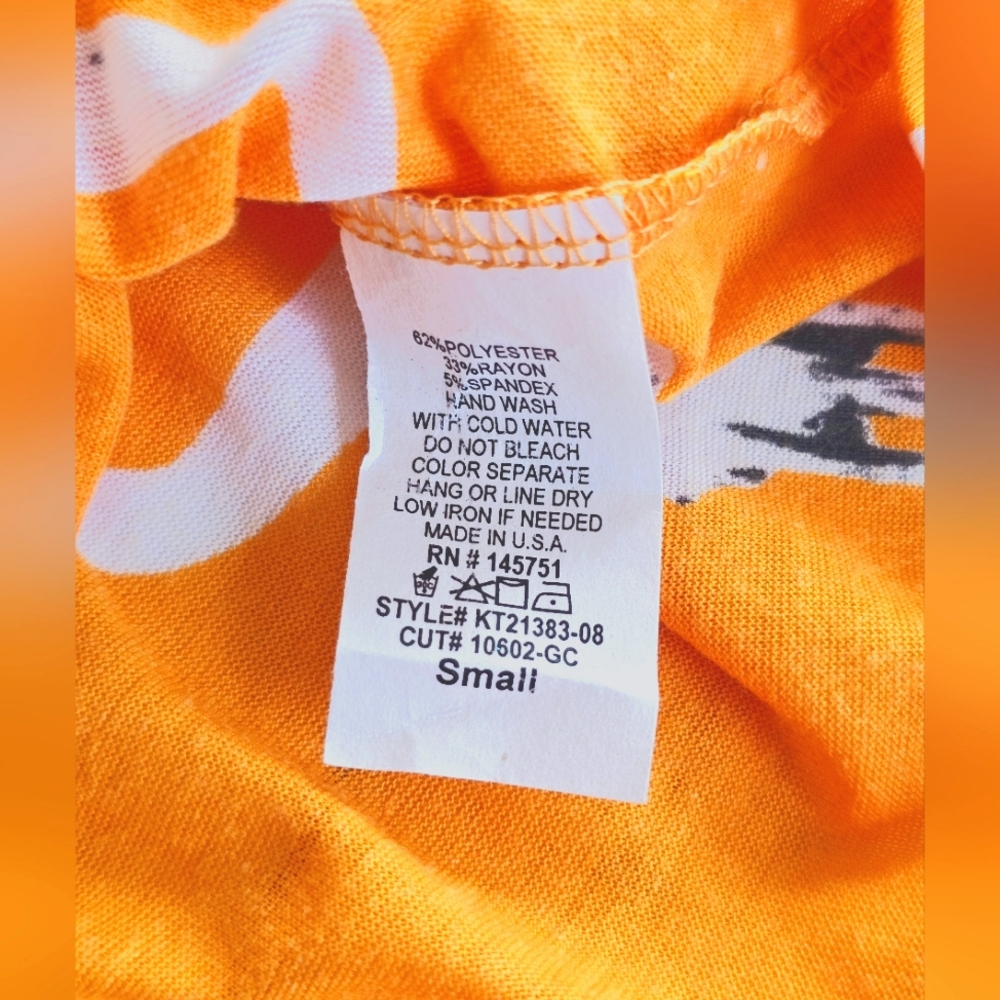 SOLDPeach Love California Western Orange & White Vneck Tee Shirt Steer Longhorn - Picture 5 of 5